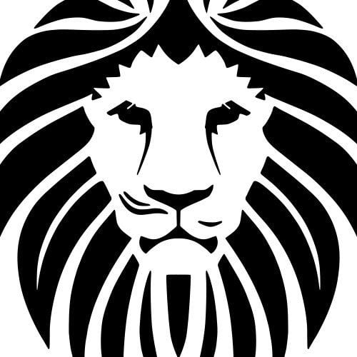 Silhouette tête de lion stylisée